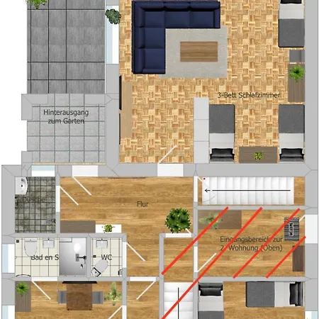 Feriehus Sleeping - Red House - Grosses Haus Fuer Gruppen Mit 2 - 15 Betten - 2 Kuechen - Parkplaetze - Self Check-in
