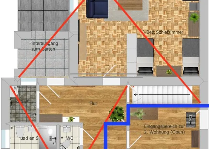 Sleeping - Red House - Grosses Haus Fuer Gruppen Mit 2 - 15 Betten - 2 Kuechen - Parkplaetze - Self Check-in Bielefeld